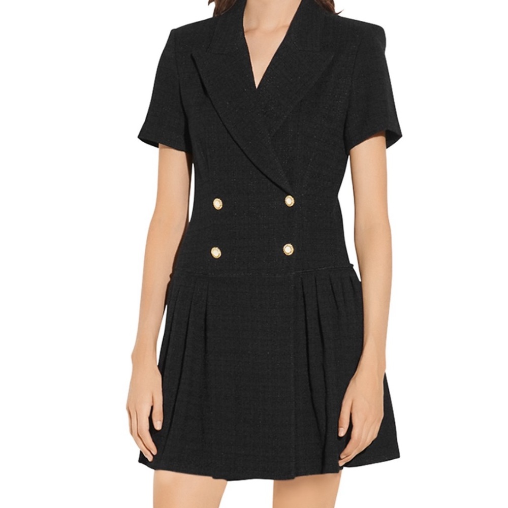 Sandro Black Double-Breasted Dress